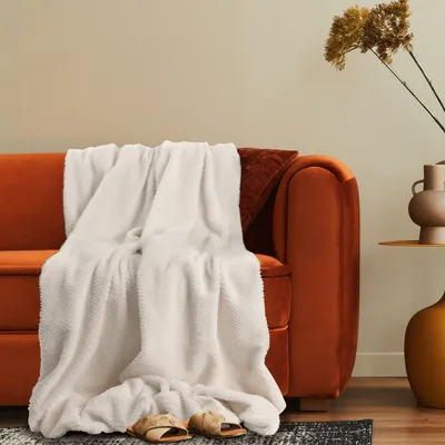 Produktbild von Deko Wohnzimmer Decke Kuscheldecke Tagesdecke Boho Sofadecke Waschbar Flauschig 150x200cm Creme