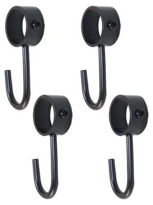 Kleiderhaken für 25 mm Stangen, 4 Stück, schwarz, Edelstahl