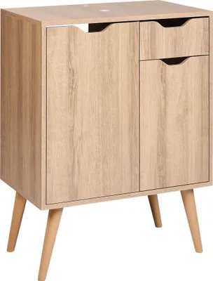 Produktbild von BELIANI Waschbeckenunterschrank Hellbraun MDP 60 x 80 cm Badezimmer Aufbewahrung mit Schublade Türen Skandinavischer Stil Modern