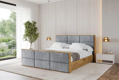 Produktbild von ALTDECOR Polsterbett mit Bettkasten - ENZO1-Z - 180x200  Grau Casablanca- Bett mit Kopfteil und Fußteil, Boxbett ohne Matratze, Doppelbett mit Stauraum