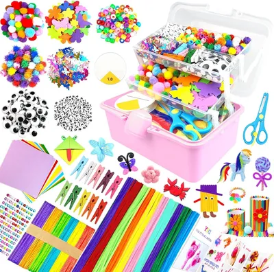 Produktbild von Bastelset für Kinder – Kreativbox – Stundenlanger Bastelspaß – 2000-teiliges Set – 20 x 15 x 13 cm – Rosa
