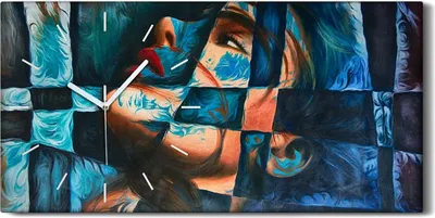 Produktbild von Küche Wohnzimmer Wand Leinwand Uhr 60x30 Malende Frauen Abstrakte Kunst - weiße Hände