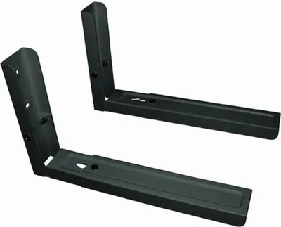 Zdjęcie produktu dla TM Elektroniczny uchwyt ścienny do mikrofalówki, wysuwane szyny od 33 cm do 48 cm, do 35 kg, wykonany ze stali, kolor czarny