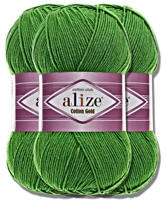 Imagen del producto de Alize 3x 100g, hilo de algodón Gold, color sólido, ideal para tejer a crochet o a dos agujas (126)
