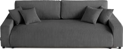 Produktbild von Lisa Design Pivoine - 3-sitzer Einzelsofa - Schlaffunktion und Bettkasten - - aus Cordstoff , Dunkelgrau