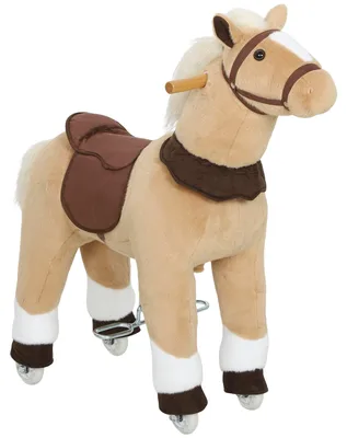 Produktbild von ReitpferdfürKinder,Stoffbezug,stabilerRahmen,sanfteRäder,Schaukelpferd,3-5Jahre,Braun