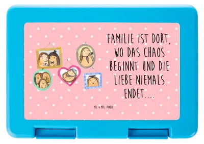 Produktbild von Mr. & Mrs. Panda Lunchbox Igel Familie - Rot Pastell - Geschenk, Brotzeitbox, Snackbox, Muttertag, Bento Box, Bilder, Schulbrotdose, Bentobox, Papa