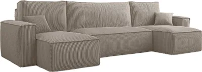 Produktbild von Selsey SCARLO U - U-Form-Sofa mit Schlaffunktion, Cordbezug in Beige