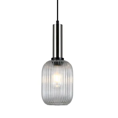 Obrázek produktu pro Závěsné svítidlo Antiola, saténový nikl a černá, 1xE27x40W, sklo, rozměry: 113x15x15 cm, IP20, Italux