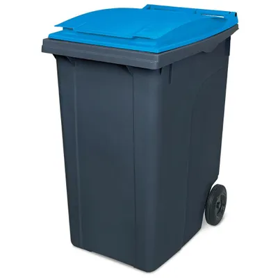 Produktbild von 360 Liter MGB, Müllbehälter in anthrazit mit blauem Deckel