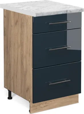 Produktbild von Küchenunterschrank Vicco Fame-Line Dunkelblau Hochglanz 50 cm , AP Marmor, Model 48875