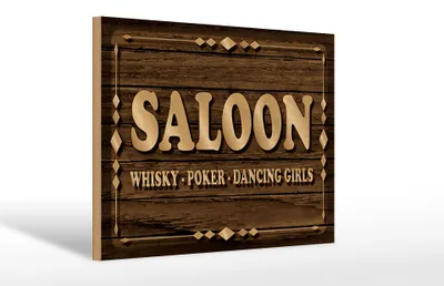 Produktbild von Holzschild Spruch 20x30 cm Saloon – Whiskey Poker Schild