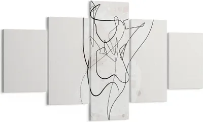 Produktbild von Bild auf Leinwand - Leinwandbild - 5 Teile - Linie Frau Linie - 125x70cm - Wand Bild - Wanddeko - Wandbilder - Leinwanddruck - Bilder - Wanddekoration - Leinwand bilder - Wandbild - EA125x70-5119