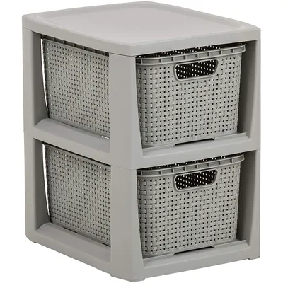 Zdjęcie produktu dla BRANQ Rattan 2 - Półka łazienkowa / Półka łazienkowa z szufladami / półkami