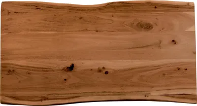 Produktbild von Holzplatte 80x40 cm Emilio, Tischplatte aus Akazienholz massiv + nussbaumfarben, Baumkanten-Platte für Heimwerker, geeignet für Arbeitsplatten, Tische & Fensterbretter