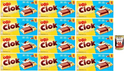 Produktbild von Oro Saiwa Ciok con Cuor di Latte, Keks riegel mit Schokoladentafel und weicher Milchfüllung 12x 120 g + Italian Gourmet polpa 400g