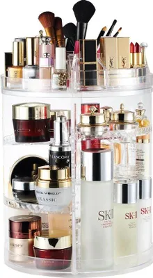 Imagen del producto de Tomivo® Organizador de maquillaje giratorio 360°, ajustable, de 8 niveles, transparente, ideal para exhibir cosméticos y joyas, lavable, con espacio para más de 30 pinceles y 20 productos de cuidado