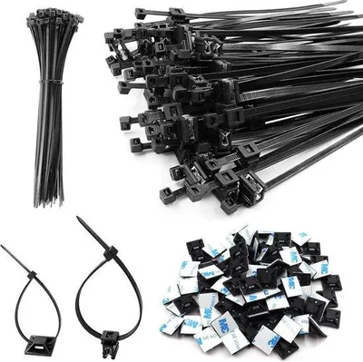 Produktbild von 150 Nylon-Kabelbinder-Set für Gartenarbeit zu Hause - mit Selbstklebendhaltern