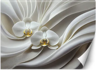 Produktbild von Vlies fototapete Weiße Orchidee abstrakt 3D 450x315 cm Feeby Weiß inkl. Kleber einfache Montage