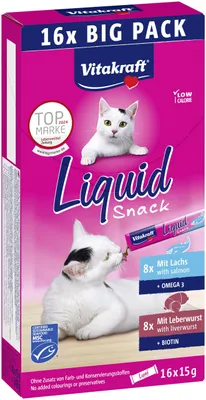 Produktbild von Katzensnack Vitakraft Liquid Snack Leberwurst Lachs 16x15g Flüssigfutter