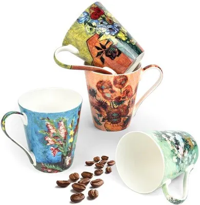 Image de Lot de tasses à café en céramique pour 4 personnes, 350 ml