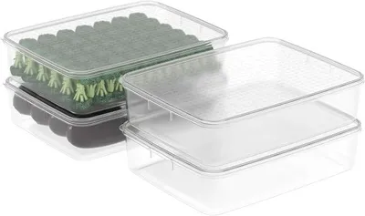 Produktbild von PolkaHome® 5L*4 Vorratsdosen Set, Transparente Kunststoff-Behälter mit Deckel, Stapelbar, BPA-frei, für Kühlschrank, Gefrierschrank &