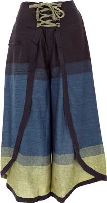 Produktbild von Palazzohose, Boho Hosenrock, Orienthose, Sommerhose - Petrol/lemon, Damen, Blau, Baumwolle, Größe: S