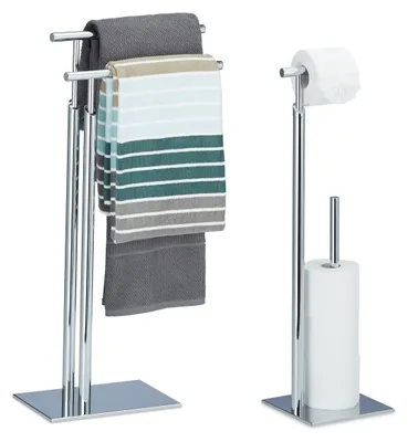 Imagen del producto de Juego de 2 piezas Bad Set PAGNONI: juego de accesorios para baño, que incluye: soporte para papel higiénico, soporte para toallas, dispensador de papel higiénico, y estructura independiente