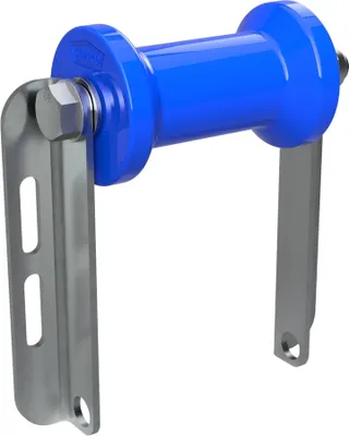 Produktbild von Polyurethan Kielrolle mit Halter C Sliprolle Bootstrailer Sliphilfe Spulenform verzinkt SUPROD, 125 mm, blau