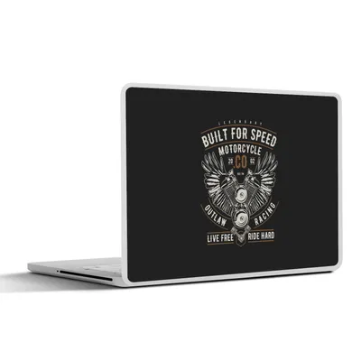 Produktbild von MuchoWow® Laptop Aufkleber Sticker Cover Mancave - Flügel - Motorrad - Vintage 25x18 cm - Laptop-Deko