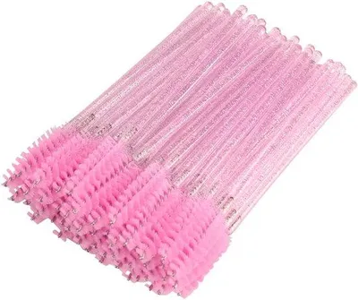 Produktbild von Famanu Wimperbürsten für Wimpern und Augenbrauen, Kristallgriff, 100 Stück, Rosa