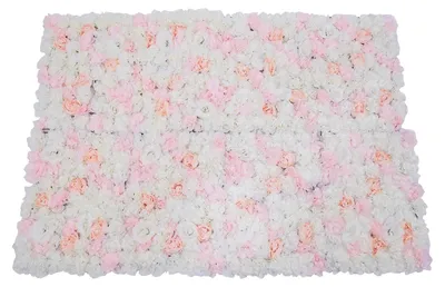 Obrázek produktu pro Umělé růže, květinová stěna – dekorativní panel, 40 x 60 cm – sada 20 kusů – hedvábné květiny – dekorace na svatbu, párty, pozadí – bílá barva