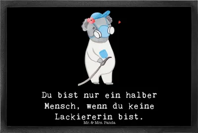 Produktbild von Mr. & Mrs. Panda abstreifer Lackiererin Herz 40 x 60 cm - Schwarz - Geschenk, Spruch, Ausbildung, fußmatte, Lustig, Schmutzfangmatte, Schuhabstreifer, Schmutzfangteppich