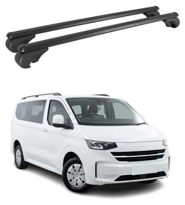 Image de Barres de toit Transversales pour VW Transporter T7 2024-2026 Alu Noir 2x, Image générée par une IA