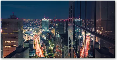 Produktbild von Tulup Glas-Bild -140x70- Wandkunst Dekorative Wand für Küche & Wohnzimmer - Sehenswürdigkeiten & Architektur - Tokio Japan - Blau