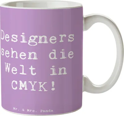 Produktbild von Mr. & Mrs. Panda Tasse Spruch CMYK Designer - Lavendeltraum - Geschenk, Berufsleben, Druckfarben, Kaffeebecher, Beruf, Kreativität, Kaffeetasse, Pott, Geschenke mit Herz
