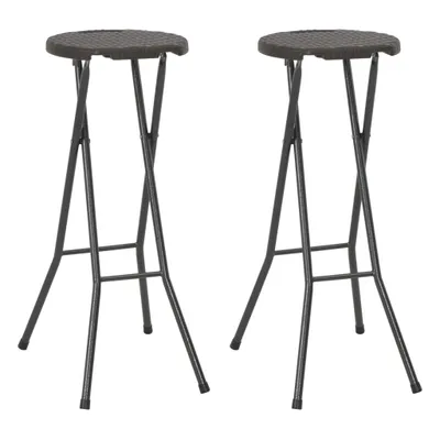 Image de Tabouret de bar pliable lot de 2 PEHD et acier Aspect rotin