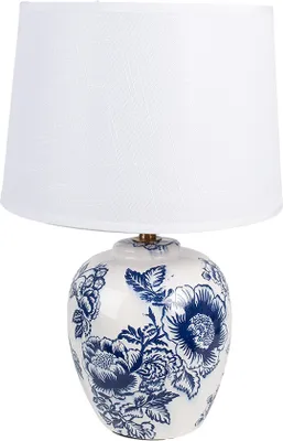 Produktbild von Clayre & Eef Tischlampe Ø 28x42 cm Weiß Blau Keramik