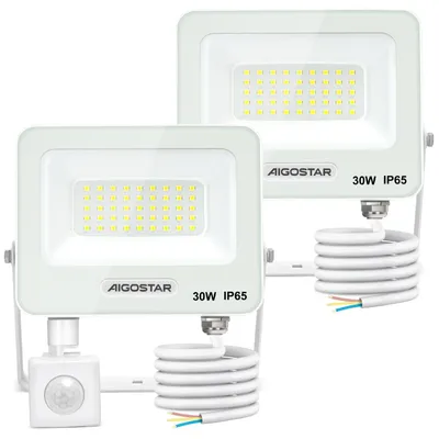 LED-Strahler 30W 2er-Pack mit Sensor 2750lm IP65 kaltweiß