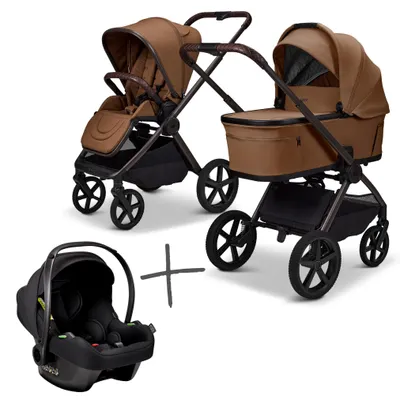 Produktbild von Moon Gio FOLD SET Kombi-Kinderwagen cognac inkl. Cosmo Babyschale