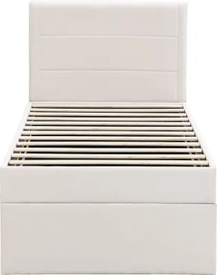 Produktbild von Merax Polsterbett 90x200cm Boxspringbett mit Lattenrost aus Metallrahmen, Großer Stauraum, Einzelbett Jugendbett, Beige