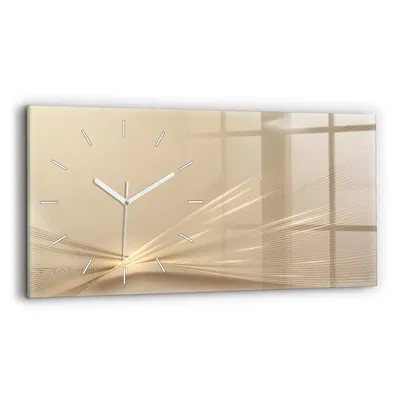 Produktbild von Wallfluent Wanduhr – Stilles Quarzuhrwerk - Uhr Dekoration Wohnzimmer Schlafzimmer Küche - Zifferblatt mit Strichen - weiße Zeiger - 60x30 cm - Abstraktes Licht