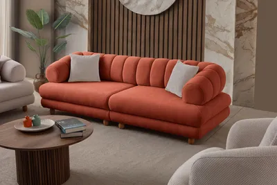 Produktbild von Hanah Home, Hochwertiges 3-Sitzer Sofa, Fliesenrot, 240 cm | 100% Polyester