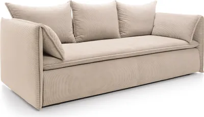 Produktbild von Sofa mit Schlaffunktion Gloria - Schlafsofa, Klappsofa, Schlafcouch - Samtstoff (Beige / Braun - Poso 100)