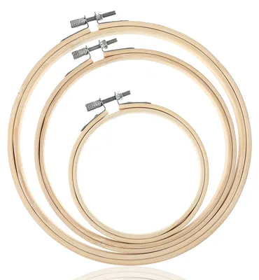 Stickrahmen-Set 3er, Bambus, 10/15/18 cm, rund, verstellbar
