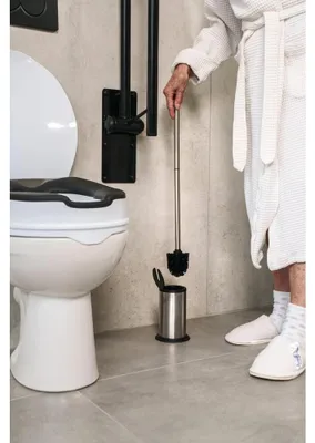 Obrázok produktu pre Toaletná kefa HANDICAP, extra dlhá rukoväť 51 cm, matná nehrdzavejúca oceľ