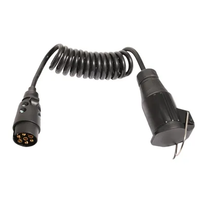 Image de Câble de raccordement pour remorques, 2 m, 12 V, fiche à 7 broches vers fiche à 13 broches, norme IP44 pour le camping, compatible avec les caravanes, voitures particulières, remorques de voyage, camping-cars et tracteurs
