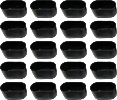 Obrázek produktu pro 20 PVC gumových krytek na nohy židlí, 40 mm x 20 mm, krytky nohou stolu, černé, protiskluzové chrániče podlahy nohou židle, černé
