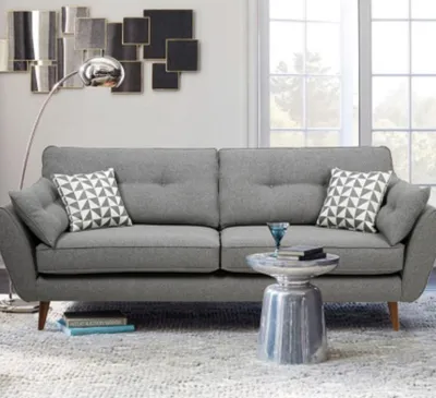 Productafbeelding van Gestoffeerde tweezitsbank. Designbank met stoffen bekleding, grijs, 226 cm