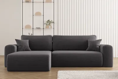 Produktbild von Kaiser Möbel Ecksofa mit Schlaffunktion L-förmiges Sofa Capri Stoff Poso Dunkelgrau Links
